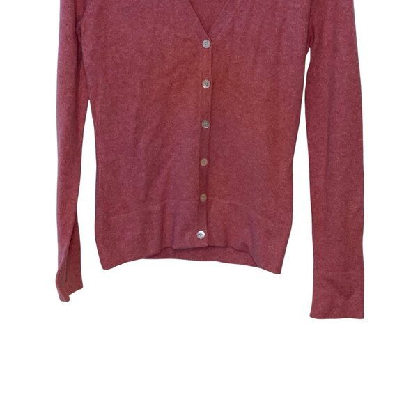 TSE 100% Cashmere Button Down Cardigan Women XS Sweater Maroon Pink Luxury Cozy - Picture 2 of 8
